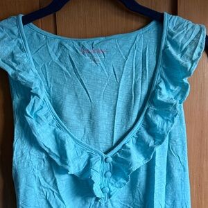 Lilly Pulitzer Turquoise Ruffled Blouse